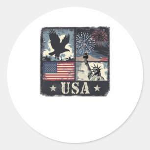 Sticker Rond Conception Patriotique Américaine Avec Aigle