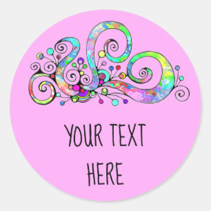 Sticker Rond Conception peinte à la main de cœur en spirale 1