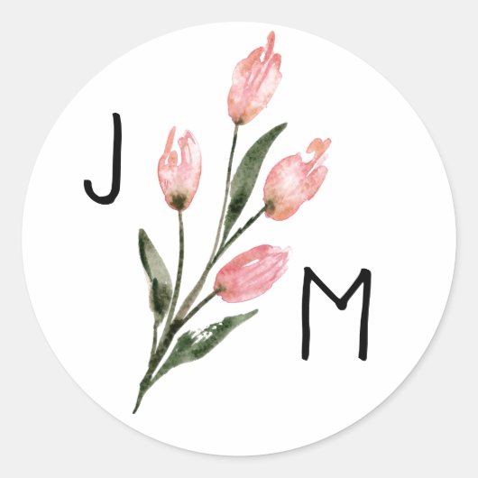 Sticker Rond Conception personnalisée de Mariage rose (Devant)