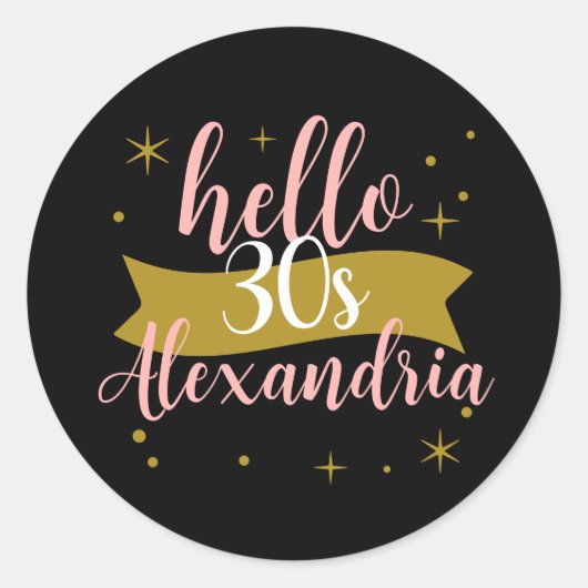 Sticker Rond Conception personnalisée pour 30 ans avec Bonjour (Devant)