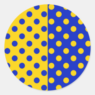Sticker Rond Conception Pois demi-bleue Jaune