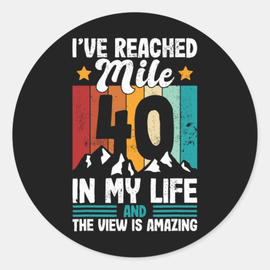 Sticker Rond Conception pour 40e anniversaire de randonnée à pi (Devant)