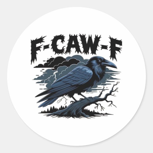 Sticker Rond Conception propre minimale F-Caw-F (Devant)