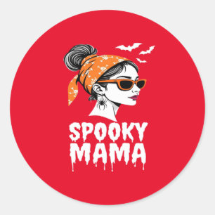 Sticker Rond Conception rétro éffrayant Mama Halloween