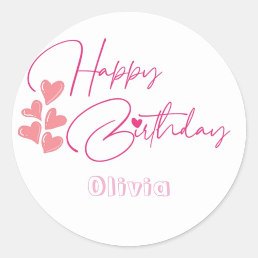 Sticker Rond conception rose pour un an (Devant)