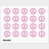 Sticker Rond Conception Ruban Rose pour la sensibilisation au c (Feuille)