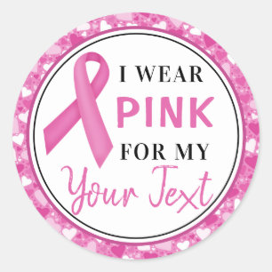 Sticker Rond Conception Ruban Rose pour la sensibilisation au c