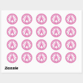 Sticker Rond Conception Ruban Rose pour la sensibilisation au c (Feuille)