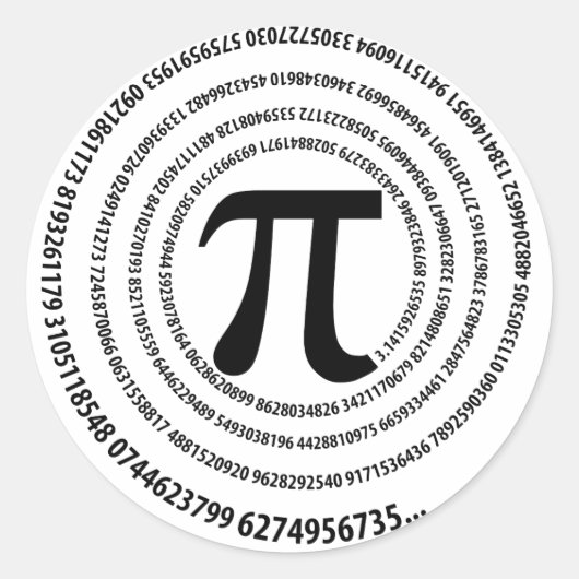 Sticker Rond Conception Spirale Numéro Pi (Devant)