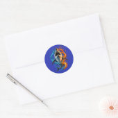 Sticker Rond Conception Splash de Requin Féroce – Océan Bleu & (Enveloppe)