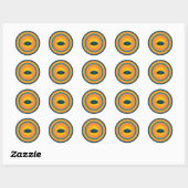 Sticker Rond Conception Tribale des yeux anciens Bleu Orange (Feuille)