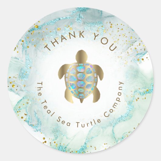 Sticker Rond Conception turquoise des tortues de mer (Devant)