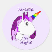 Sticker Rond Conception Unicorn personnalisée (Devant)