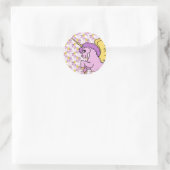 Sticker Rond Conception Unicorne violette et rose (Sac)