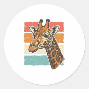 Sticker Rond Conception vectorielle de tête de girafe rétro vin