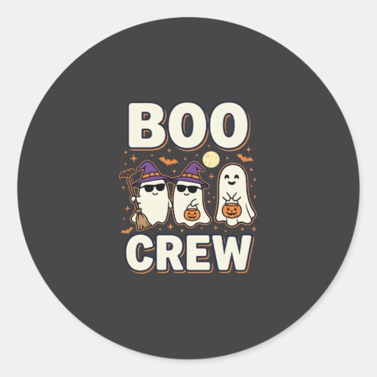 Sticker Rond Conception vectorielle fantômes Halloween Boo Crew (Devant)