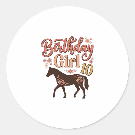 Sticker Rond Conception vectorielle florale de cheval 10 pour f (Devant)