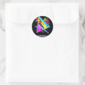 Sticker Rond Conception vibrante de ski avec texte grenoble ski (Sac)