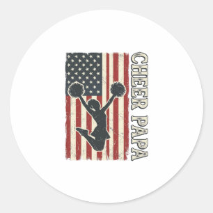 Sticker Rond Conception vintage de cheer Papa USA Drapeau_1
