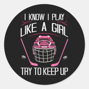 Sticker Rond Conceptions drôles de hockey sur gazon pour femmes