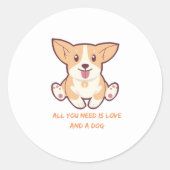 Sticker Rond Conceptions Parfaites pour les Amoureux de Chien e (Devant)