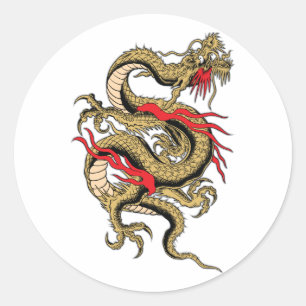 Sticker Rond Conceptions personnalisables de dragon chinois