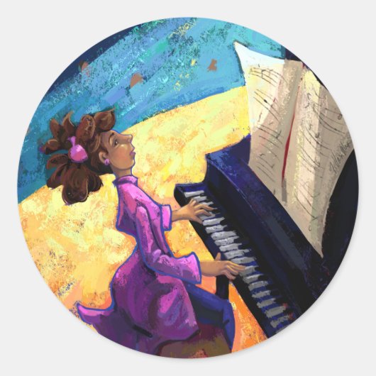Sticker Rond Concert de piano (Devant)