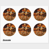 Sticker Rond Concert de squelette d'Halloween (Feuille)