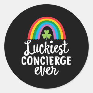 Sticker Rond Concierge le plus chanceux Shamrocks de la St-Patr