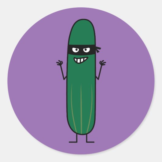 Sticker Rond Concombre Bandito Ninja masqué Sneaky Bandit (Devant)