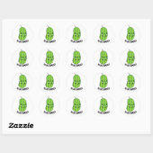 Sticker Rond Concombre bleu Funny Sad Veggie Cucumber Pun (Feuille)