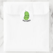 Sticker Rond Concombre bleu Funny Sad Veggie Cucumber Pun (Sac)