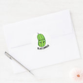 Sticker Rond Concombre bleu Funny Sad Veggie Cucumber Pun (Enveloppe)