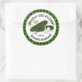 Sticker Rond Concombres au vinaigre Kosher Dill Plaid  3" (Sac)