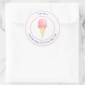 Sticker Rond Concornet de crème glacée rose sur mesure (Sac)