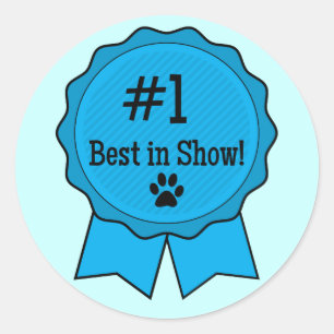 Sticker Rond Concours de chien le meilleur dans Show Blue Ribbo