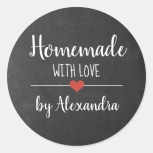 Sticker Rond Conçu maison avec amour chalkboard script classiqu