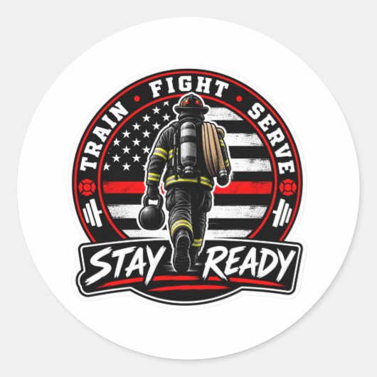 Sticker Rond Condition physique des pompiers (Devant)