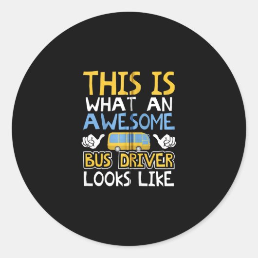 Sticker Rond Conducteur de bus scolaire Cadeau graphique, Conce (Devant)