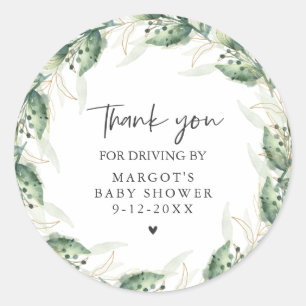 Sticker Rond Conduire Par Baby shower Verdure Et Or