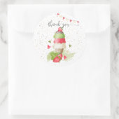 Sticker Rond cône crème glacée fraise "merci" (Sac)