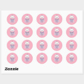 Sticker Rond Cone de crème glacée Kawaii (Feuille)
