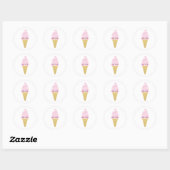 Sticker Rond Cone de crème glacée Kawaii (Feuille)