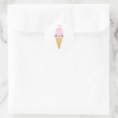 Sticker Rond Cone de crème glacée Kawaii (Sac)