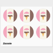 Sticker Rond Cône de crème glacée napolitaine (Feuille)
