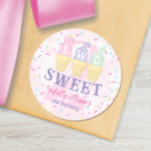Sticker Rond Cone de crème glacée rose DEUX SWEET 2ème annivers
