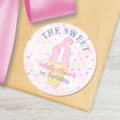 Sticker Rond Cone de crème glacée rose DEUX SWEET 2ème annivers