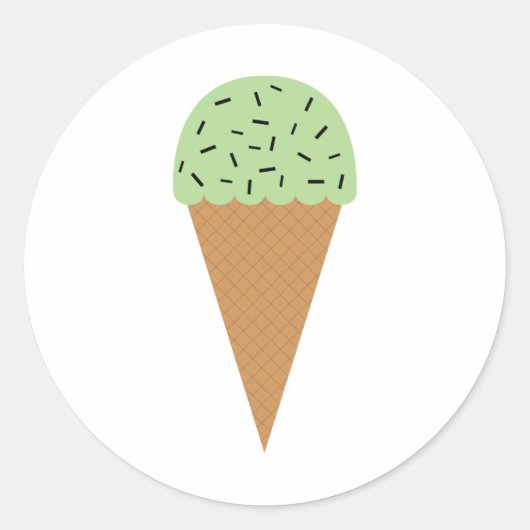 Sticker Rond Cône de glace à la menthe et pépites de chocolat (Devant)