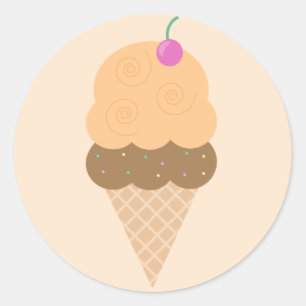 Sticker Rond Cône de glace orange