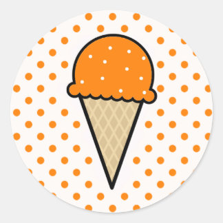 Sticker Rond Cône de glace orange